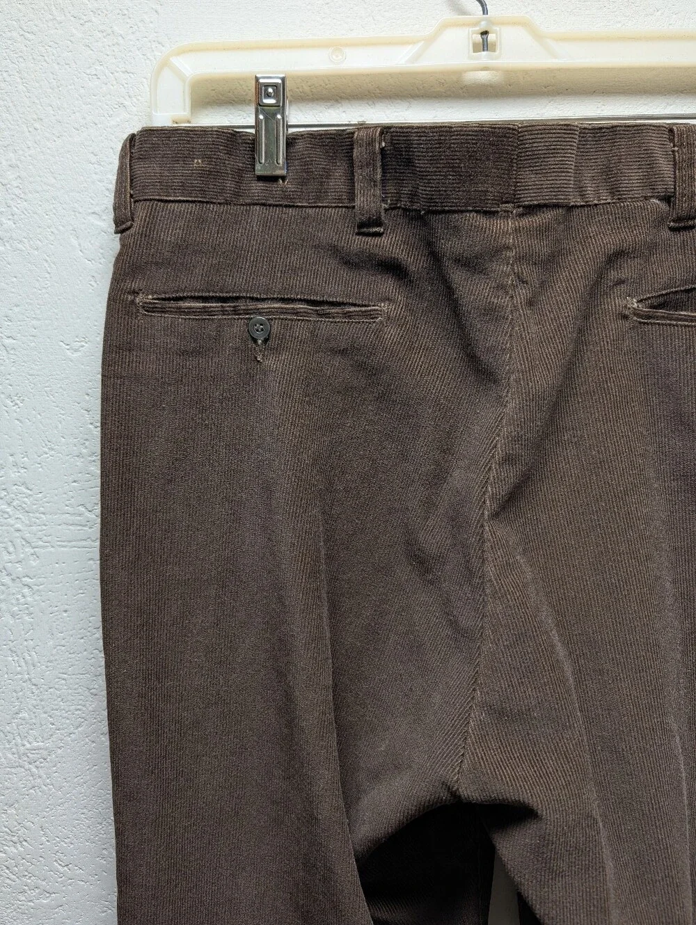 Vintage 70s Brown Corduroy Pants Mens Straight Leg Talon Zipper Trousers Cords